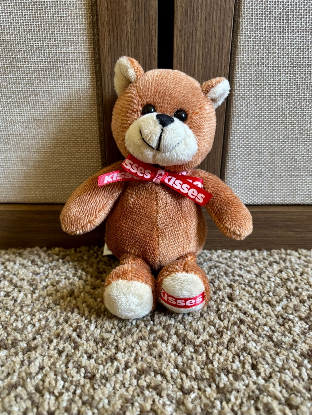 Vintage Galerie Kisses Mini Teddy Bear Red Ribbon Plush Toy 6.5”